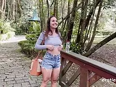 Ana bathes hot and soapy in bathtub