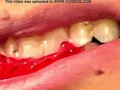 Mouth vore close up of fifi foxx eating gummy bears!