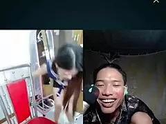 Vietnamese asian babe bent over in doggystyle position