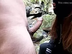 Outdoor Adventure at the Waterfall with Ebony Teen
