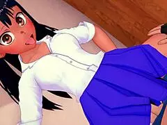 Nagatoro puts on her old uniform to play with a big uncensored dick in adult hentai!
