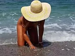 nippleringlover showing extreme nipple piercings nude at beach. damn wild! 😱