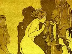 Detailed vintage erotic drawings from antique anime hentai cartoons
