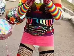 tandooridick69 shows off upskirt cock in crossdressing panties skirt thong