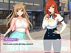 Lewd Hentai Idol Flashes Big Tits in Anime Lesbian Scene