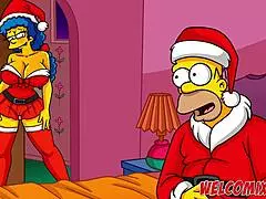 Christmas present: wife gifted to beggars in Simpsons hentai!
