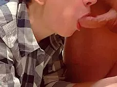 Babe in Pantyhose Blows Stepbrother Secretly at Home, Feeling Excited and Nervous About Cum on Tights