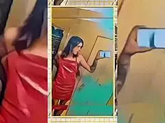 Hot shemale teasing! Rips clothes in bathroom, undresses to nude striptease.