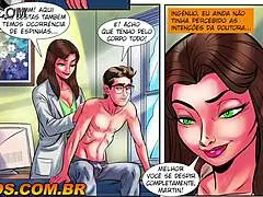 Hey, check out this erotic nerd banging the doctor and secretary at once in anime hentai comic style