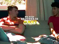 stepbrothers luca ambrose and masyn thorne try gay sex, both love it