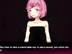 Natsuki dances in the restroom at night club, clothes get ripped.