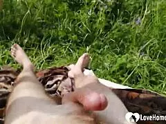 Horny Chick Rides Cock Outdoors Hard