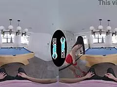 april valentino teases on pool table then fucks monster cock