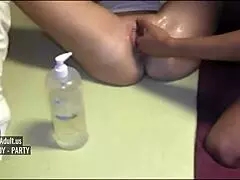 Pierced pussy fisted hard with huge toys until she cums