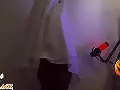 Halloween party with friends in sexy costumes outdoors