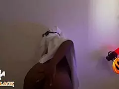 Halloween party with friends in sexy costumes outdoors