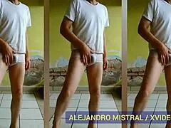 gay man dances seductively in wet white underwear alejandro mistral
