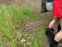 fat german street hooker banged hard by young stud on a field path