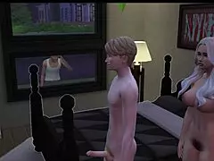 Cheating bride fucks old grandfather in cuckold wedding affair, married old man watches.