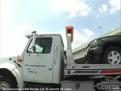 Leihla Leionni flashes her huge tits in outdoor home video.