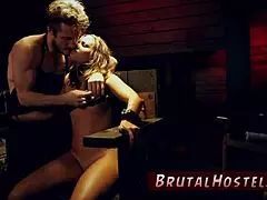 German girl faces hard foot domination with extreme bondage and first-time fisting in European style.