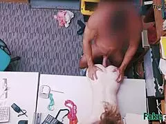 Intense Emotions Unleash In Doll-Like Teen's Bareback Table Encounter With Fake Shop Manager