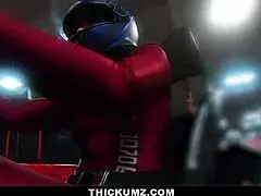 Thickum Brooklyn Gray gags on cock after race!