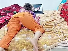 Arab Pakistani Coed Experiences Intense Multiple Orgasms from Watching Indian Porn on Her College Laptop