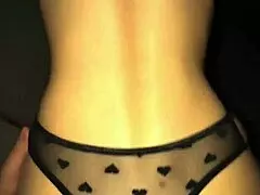 Old pot-bellied man fucks young natural beauty doggystyle and cums on tits and ass