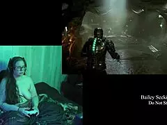 Brunette BBW With Long Hair Plays Dead Space Naked In Part Six