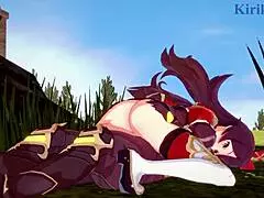 amber and fischl have intense sex with aether in genshin hentai