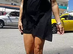 nippleringlover sexy upskirt on road flashing pierced pussy in puplic store