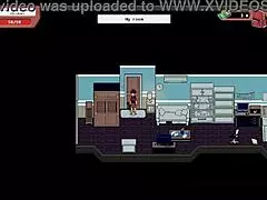 Nerdy girl gives public handjob in library during hentai game