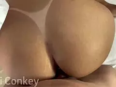 four naughty bunnies in cosplay fucking on the fur until throwing milk on their faces