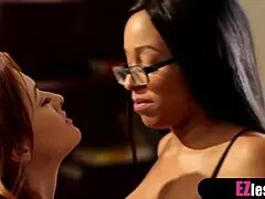 interracial lesbian sex at its finest with ebony teens licking and grinding pussy