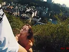 Mia Bandini outdoor public sex cumshot on mouth