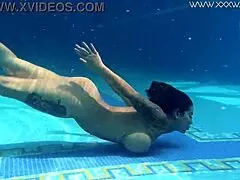 Canadian Milf Heidi Van Horny Pleasures Herself by Pool with Big Tits