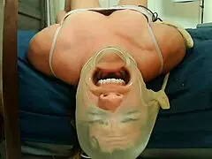 real wife gets hooked in bondage with anal stuffing, choking, and brutal facefucking