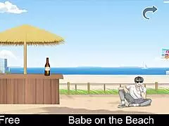 Babe relaxes on beach in anime hentai style