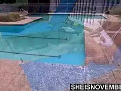 im h out at the pool on my day off then get undressed watch my freaky ass get naked hot ebony msnovember pulls down panties and jiggles bubble butt cheeks on sheisnovember