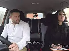 Big tits examiner bangs muscled guy in public