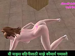 Cute teen girl rubs pussy in doggy style animation. 😉