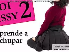 Spanish Shemale Sucks Dildo in Joi Sissy Training with Strapon Cum and European Ladyboy Toys