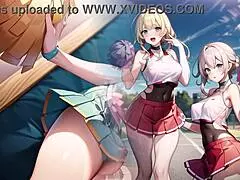 Hot Anime Cheerleader Teasing in Transparent Cloth with Pussy Play ASMR