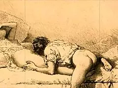 vintage erotic illustration depicting antique anime cartoon hentai fantasies