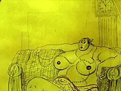 vintage erotic drawings with retro cartoon style