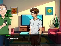 cute teen in 3d hentai anime game parody dates femdom demon and squirts in shower with orgasm