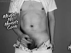 vintage sports guy suggests masturbating big fat cock to hands-free cum