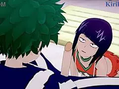 Tsuyu asui and kyoka jiro team up with izuku midoriya in my hero academia adventure