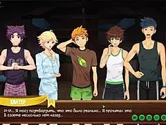 Keitaro Sneaks a Jerk-Off Session in the Shower During Camp Episode 6. Russian Voice Adds Heat!